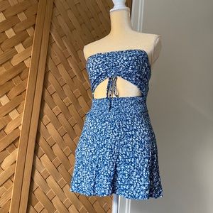 FLORAL BLUE ROMPER (short underneath)